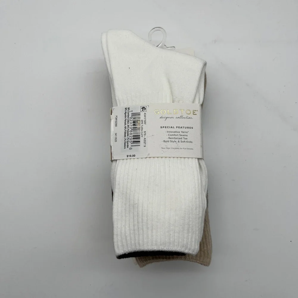 Gold Toe Socks Womens 6-9 Multi Turn Cuff Designer Collection 6 Pair 4341F5RF